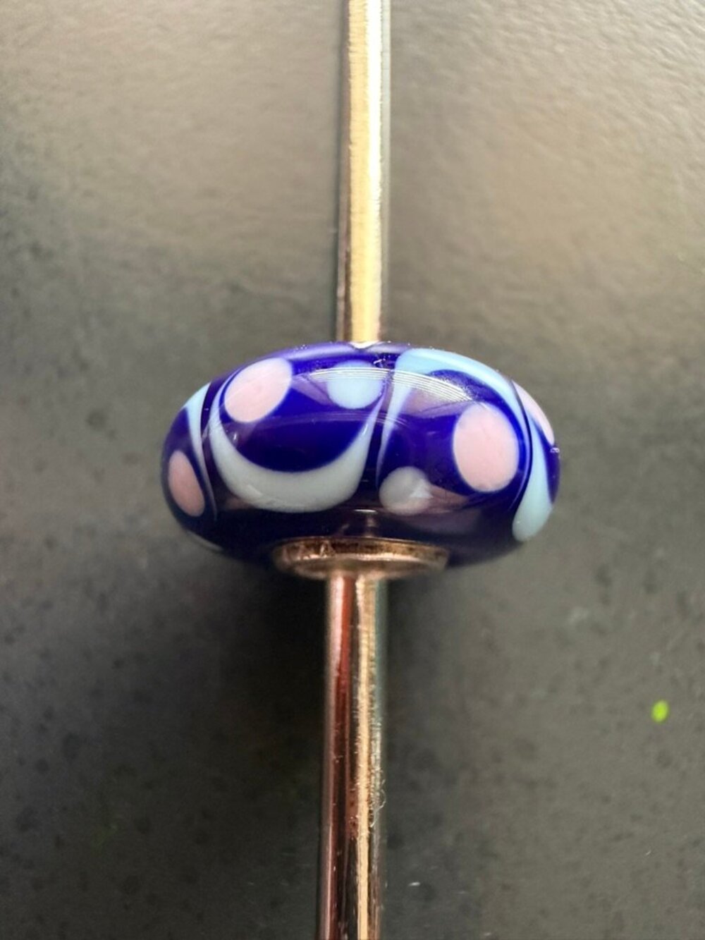 Trollbeads OOAK Jumbo Universal Unique Bead - Blues With Pink